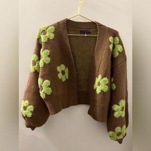 Blue Blush Green Daisy Sweater